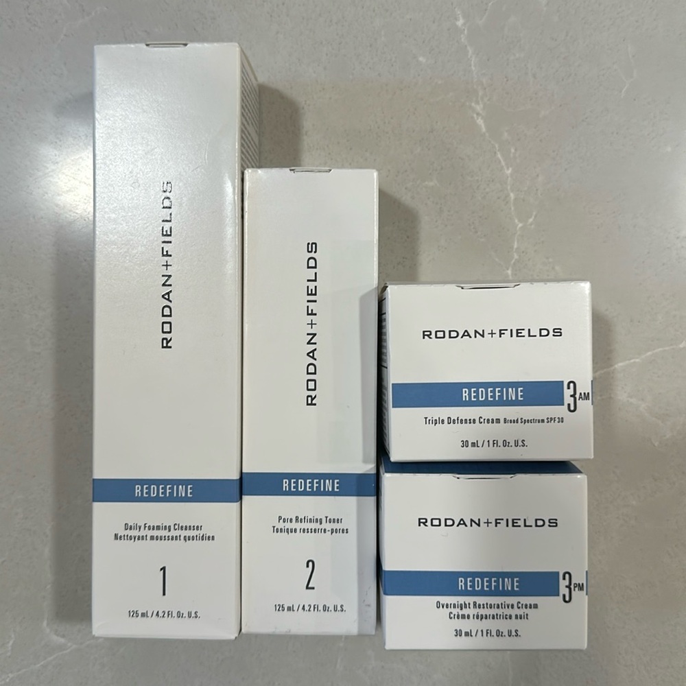 Rodan+Fields Redefine skin care
Daily foaming cleanser, toner, day/night creams